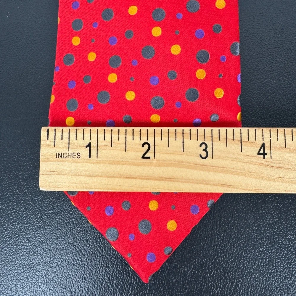 Paul Fredrick Mens Silk Tie Lot 2 Polka Dot Red Navy Blue Geometric Professional